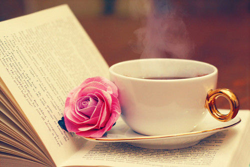 COFFEE AND BOOK AND FLOWER
